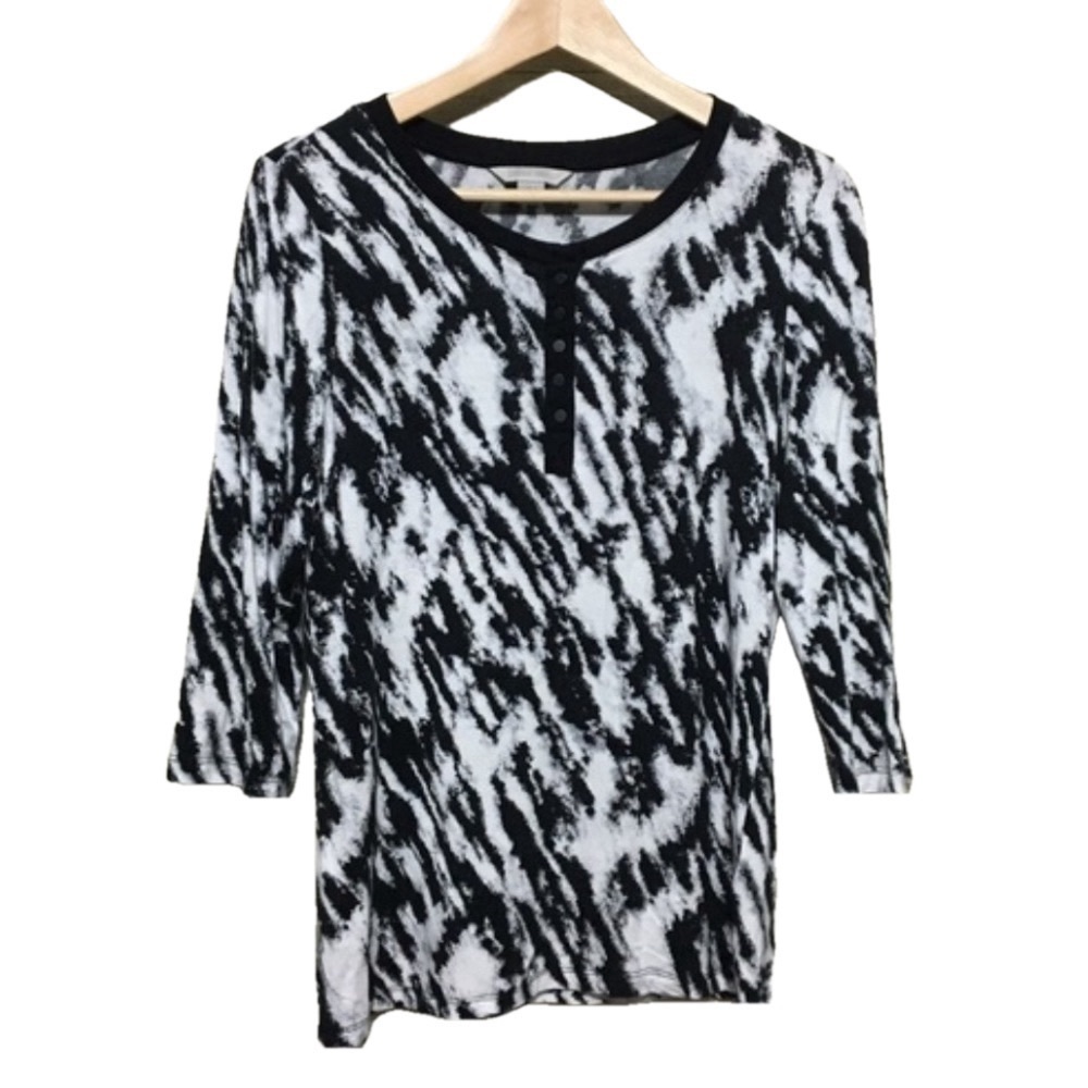 Laura Ashley abstract print petite top size medium petite